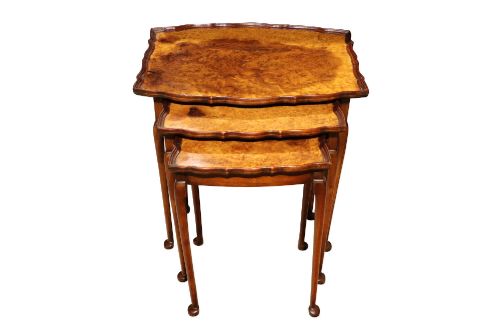 1920s Burr Walnut Nest of Three Tables C.1925