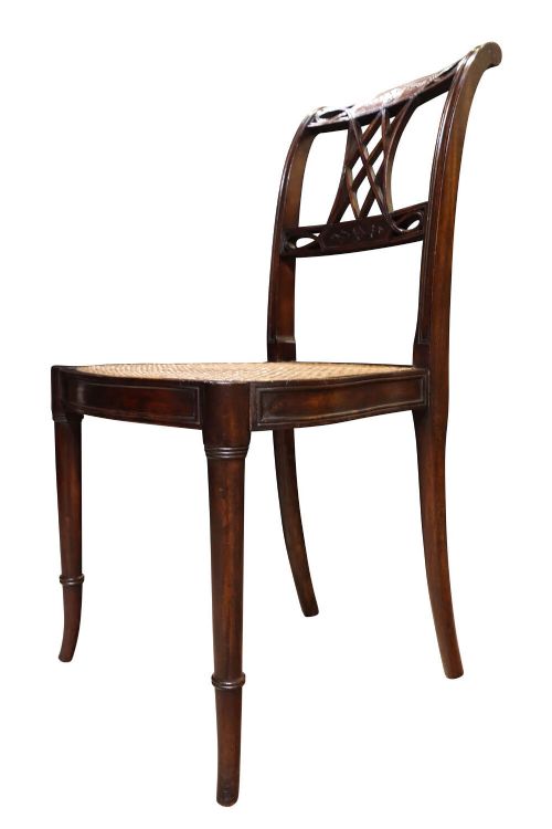 Edwardian Inlaid Mahogany Bedroom Chair with Cane Seat c.1900