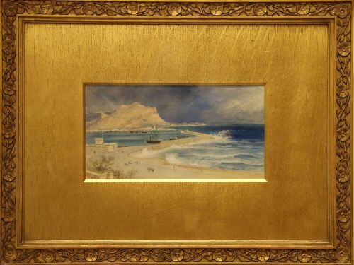 19th Century Watercolour of Palermo Harbour, Sicily, Signed Mac C