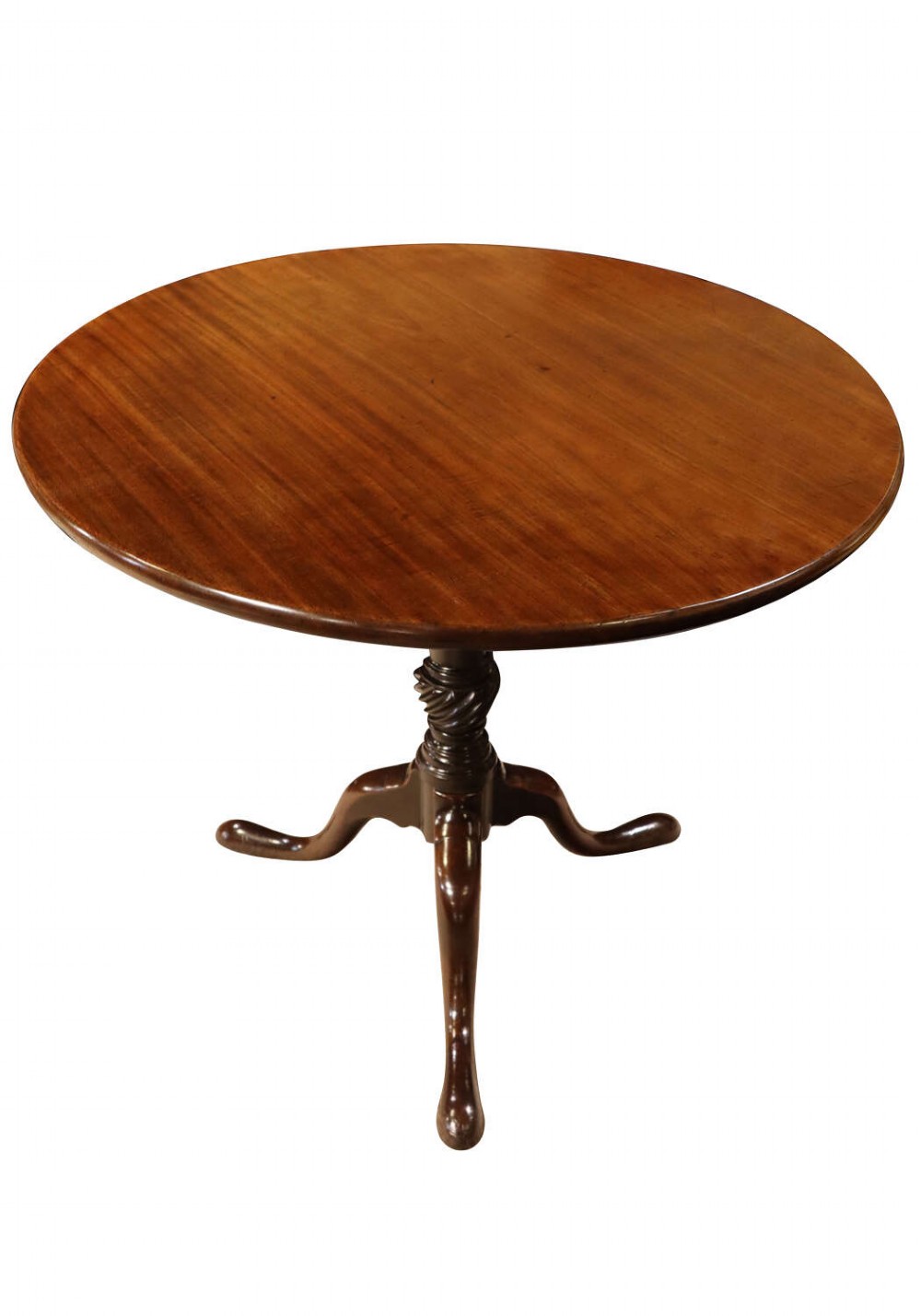 George II Mahogany Snap-Top Occasional Table with Spiral Twist Column, Circa 1750