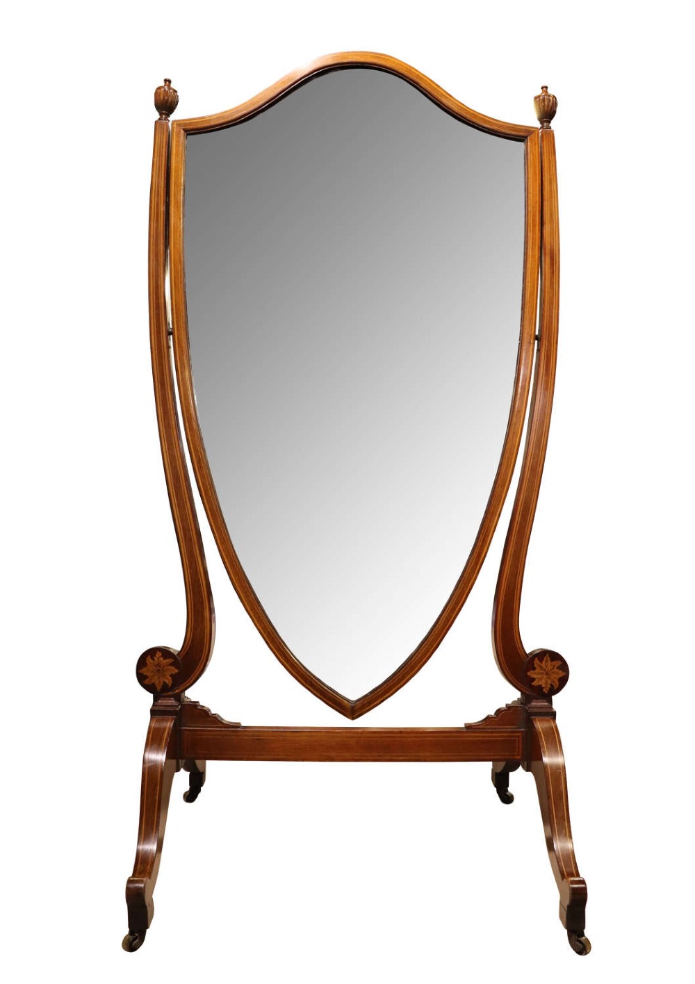Fine Regency Inlaid Mahogany Cheval Mirror, c.1800–1820