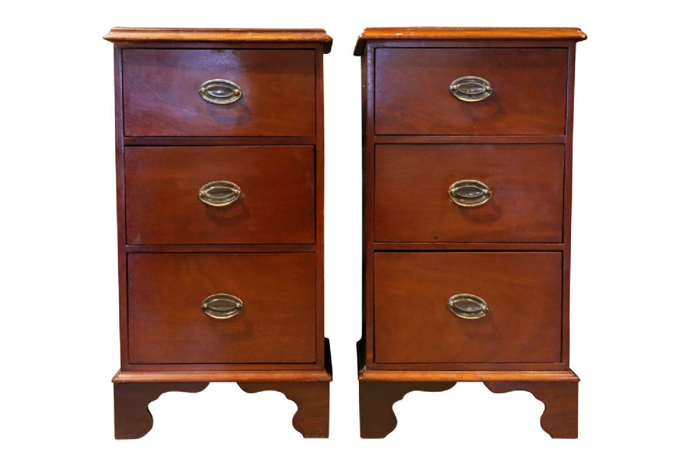 Pair of Victorian Mahogany Three Drawer Bedside Chests (Adapted) c.1880