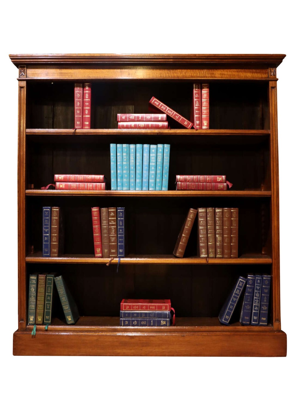 Victorian Walnut Open Bookcase with Three Adjustable Shelves, c.1880
