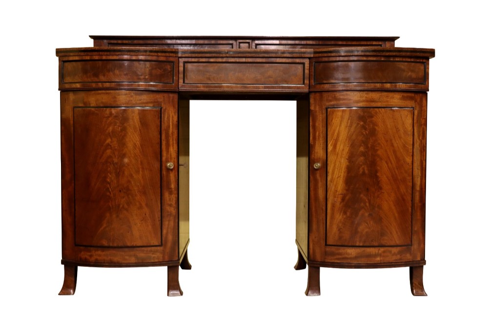 Regency Mahogany Bow Front Pedestal Sideboard, circa 1820