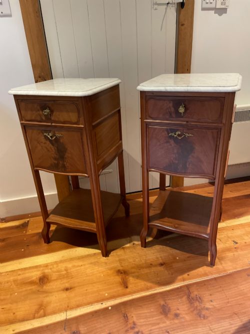 Pair of French Bedside Cupboards .
