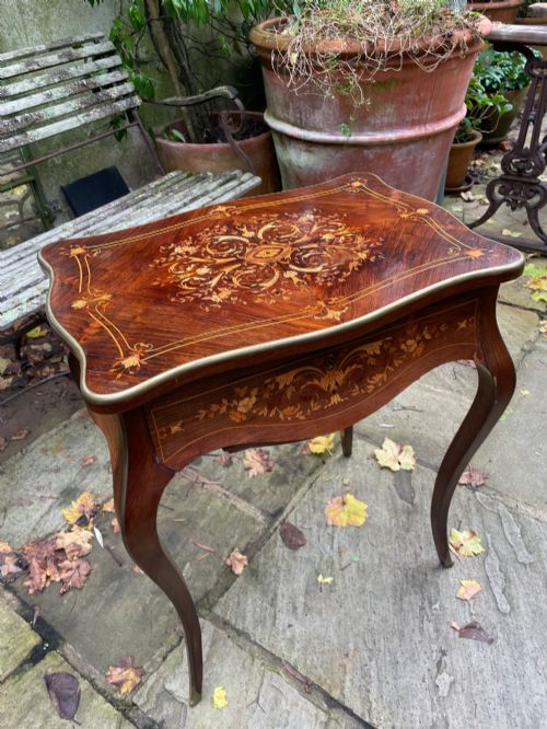 Late 19th century French Marquetry sewing table .