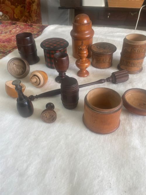 13 Pieces of Old Treen .