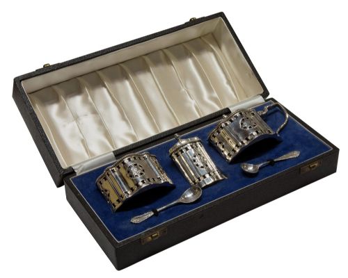 Boxed Solid Silver Cruet Set