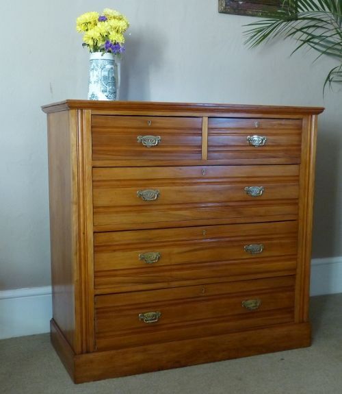 Late Victorian Satin Walnut Chest of Drawers