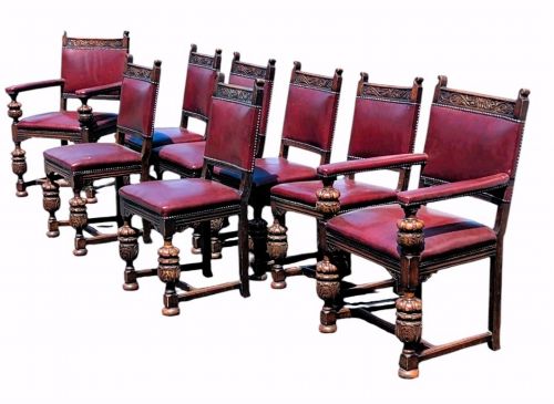A SET OF EIGHT OAK DINING CHAIRS - ADDITIONAL PHOTO 1