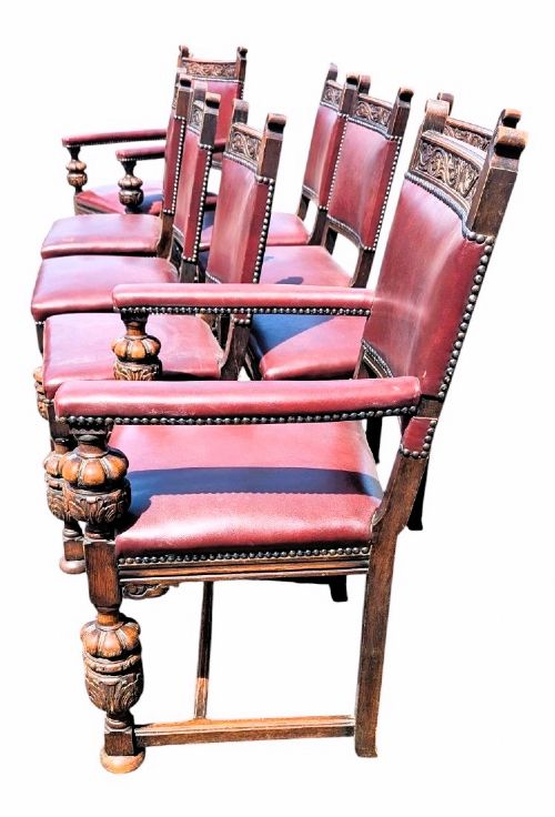 A SET OF EIGHT OAK DINING CHAIRS - ADDITIONAL PHOTO 4