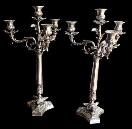 A PAIR OF VICTORIAN SILVER PLATED CANDLESTICKS CANDELABRAS - ADDITIONAL PHOTO 2
