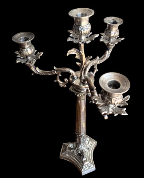 A PAIR OF VICTORIAN SILVER PLATED CANDLESTICKS CANDELABRAS - ADDITIONAL PHOTO 4