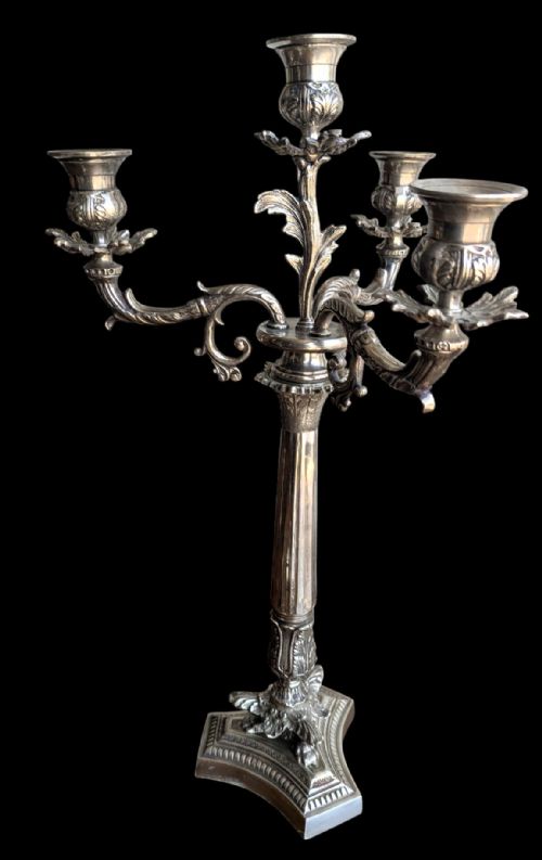 A PAIR OF VICTORIAN SILVER PLATED CANDLESTICKS CANDELABRAS - ADDITIONAL PHOTO 5