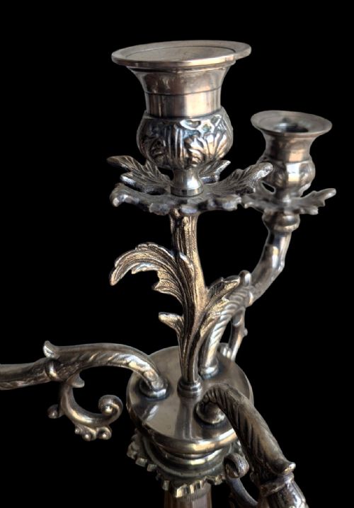 A PAIR OF VICTORIAN SILVER PLATED CANDLESTICKS CANDELABRAS - ADDITIONAL PHOTO 6