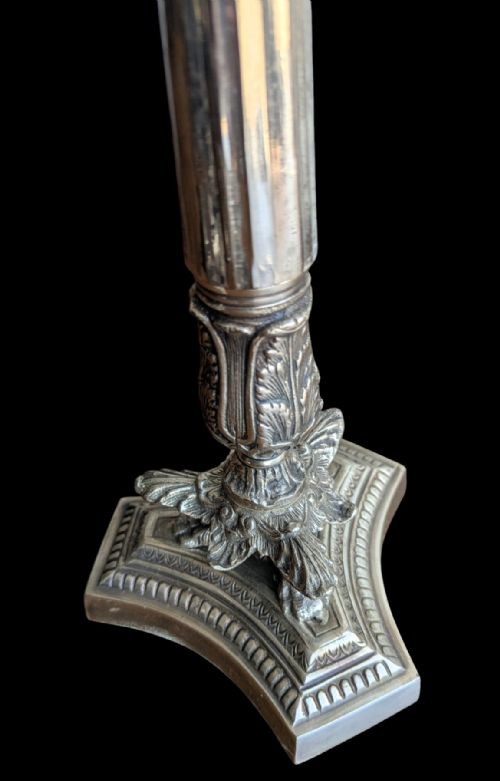 A PAIR OF VICTORIAN SILVER PLATED CANDLESTICKS CANDELABRAS - ADDITIONAL PHOTO 7