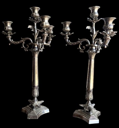 A PAIR OF VICTORIAN SILVER PLATED CANDLESTICKS CANDELABRAS - ADDITIONAL PHOTO 10