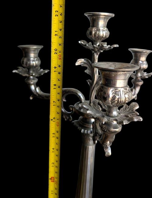 A PAIR OF VICTORIAN SILVER PLATED CANDLESTICKS CANDELABRAS - ADDITIONAL PHOTO 11