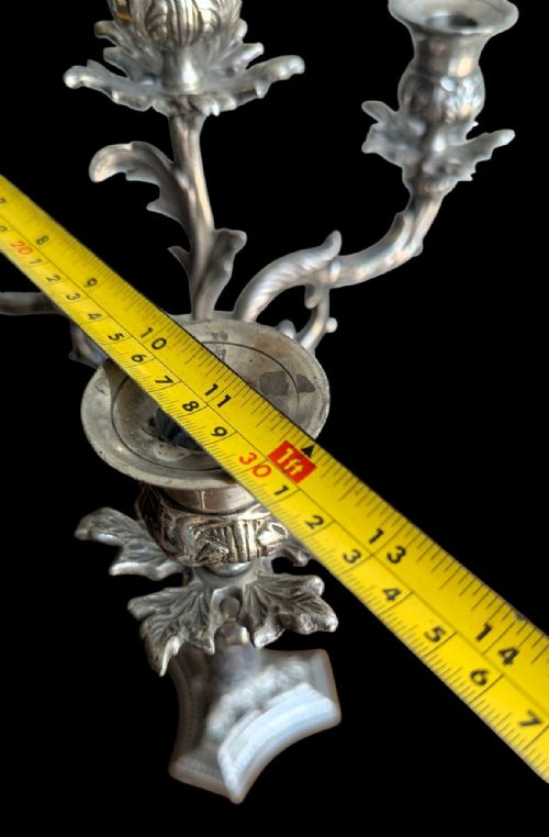 A PAIR OF VICTORIAN SILVER PLATED CANDLESTICKS CANDELABRAS - ADDITIONAL PHOTO 12