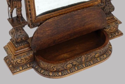 AN IMPRESSIVE CARVED OAK DRESSING MIRROR - ADDITIONAL PHOTO 9