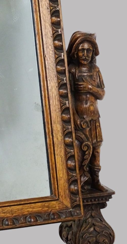 AN IMPRESSIVE CARVED OAK DRESSING MIRROR - ADDITIONAL PHOTO 11