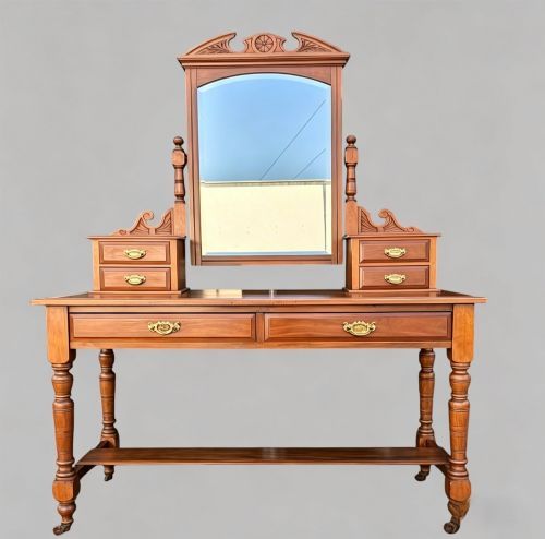 AN EDWARDIAN WALNUT DRESSING TABLE - ADDITIONAL PHOTO 6