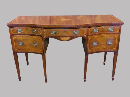 A GEORGIAN MAHOGANY SERPENTINE FRONTED AND INLAID SIDEBOARD - ADDITIONAL PHOTO 2