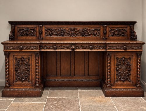 An Exceptional Victorian Carved Oak Sideboard, Dated 1866