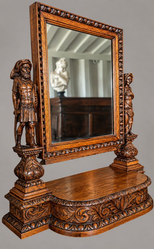 An Carved Oak Dressing Mirror. Circa 1900