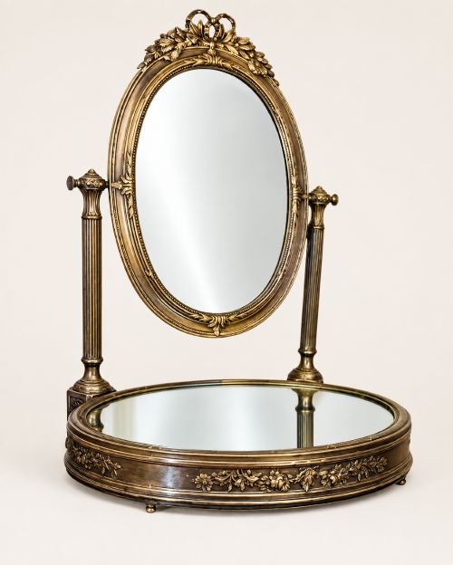 A Small French Brass Vanity/ Dressing Mirror C 1880