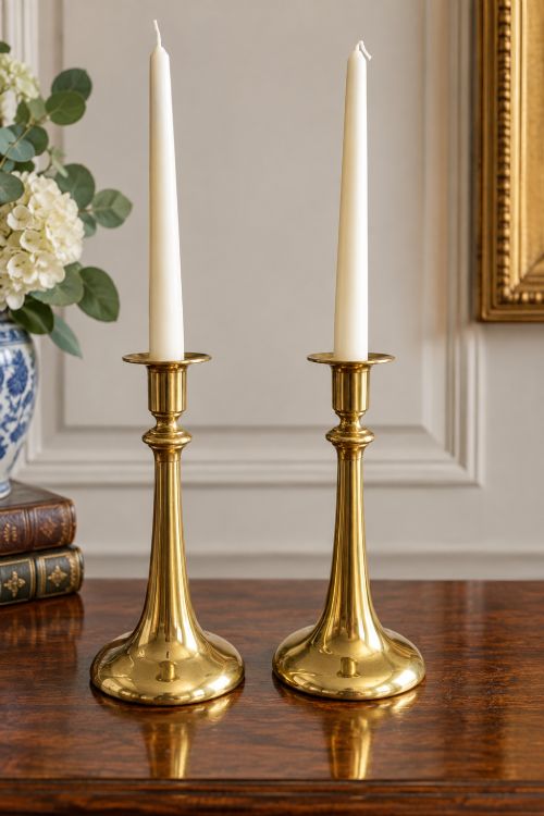 A Pair of Brass, Art Nouveau, Candlesticks C1910