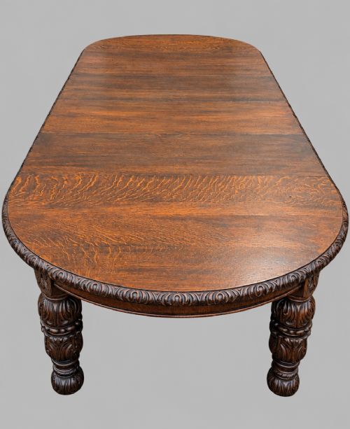Large Carved Oak Extending Table Circa 1880