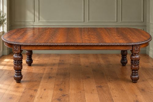 Large Carved Oak Extending Table Circa 1880