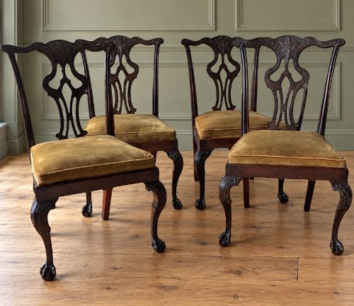 Set of Four Mahogany Chippendale Style Dining Chairs.