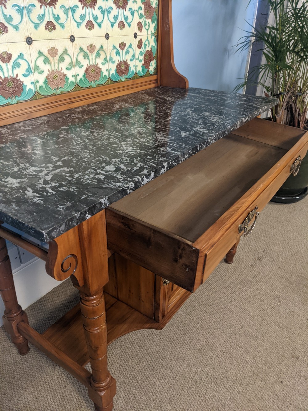 Satin Walnut, Marble Top Washstand. View VII