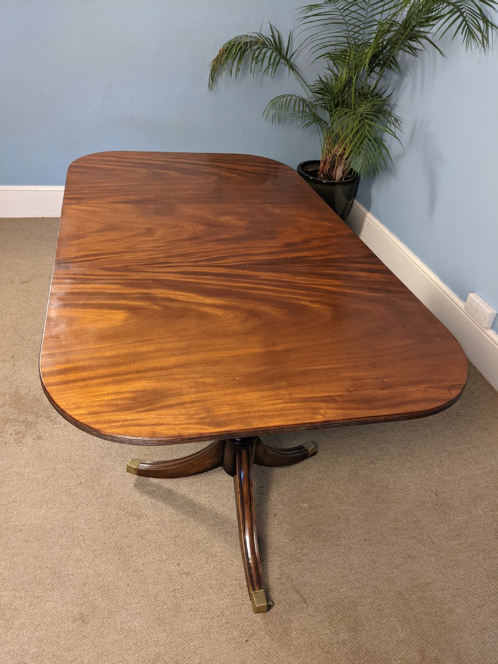 A Regency style mahogany double pedestal dining table. View IV