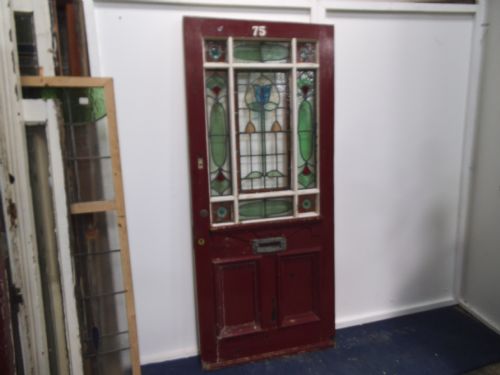 Art Nouveau Leaded Glass Door