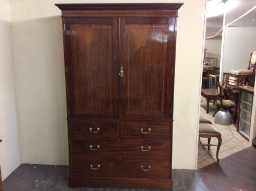 Fine Mahogany Inlaid Press Cupboard