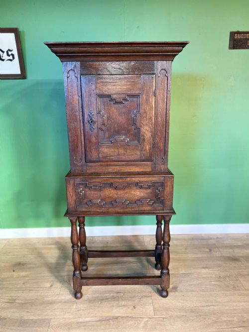 A Charming 18th Century Oak Cupboard on Stand