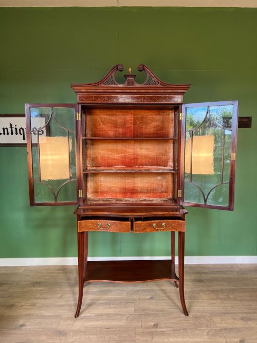 SUPERB TOP QUALITY SHERATON REVIVAL INLAID CHINA CABINET - ADDITIONAL PHOTO 1