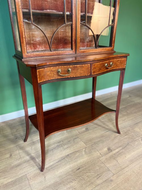SUPERB TOP QUALITY SHERATON REVIVAL INLAID CHINA CABINET - ADDITIONAL PHOTO 3