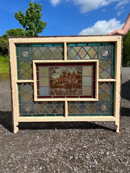 A Rare Painted and Leaded Glass Window