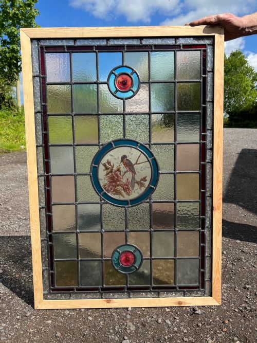 A Fantastic Large Painted and Leaded Glass Window