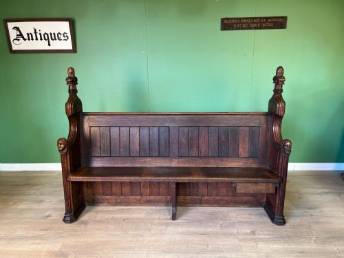 A Rare Oak Carved Gothic Pew Circa 1870