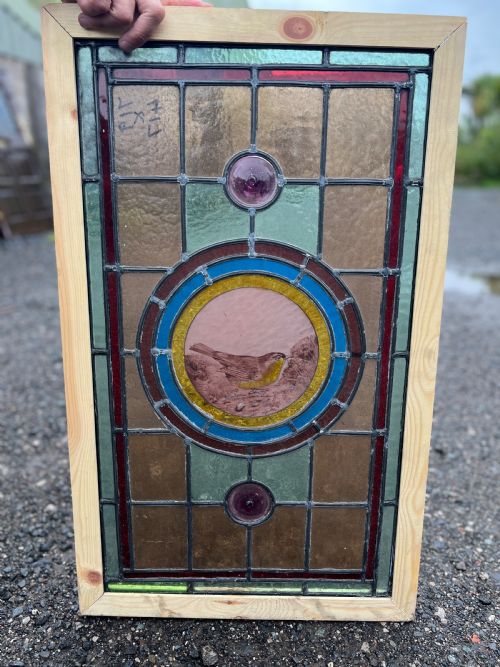 STAINED GLASS WINDOW BIRD SCENE - ADDITIONAL PHOTO 2