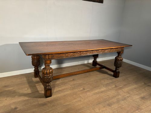 A Good Jacobean Revival Carved Oak Refectory Table