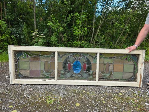 1910 ANTIQUE LEADED GLASS WINDOW - ADDITIONAL PHOTO 6