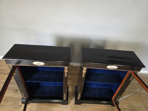 MATCHING TRUE PAIR OF VICTORIAN EBONISED PIER CABINETS - ADDITIONAL PHOTO 14
