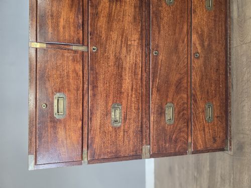 ANTIQUE REGENCY TEAK CAMPAIGN 1830S CHEST - ADDITIONAL PHOTO 4