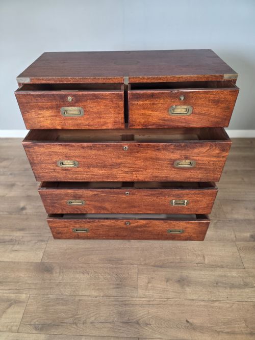 ANTIQUE REGENCY TEAK CAMPAIGN 1830S CHEST - ADDITIONAL PHOTO 5